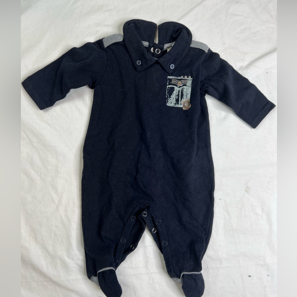 ARMANI Baby Boy 3 Month Polo Footed Outfit Romper Authentic A020824